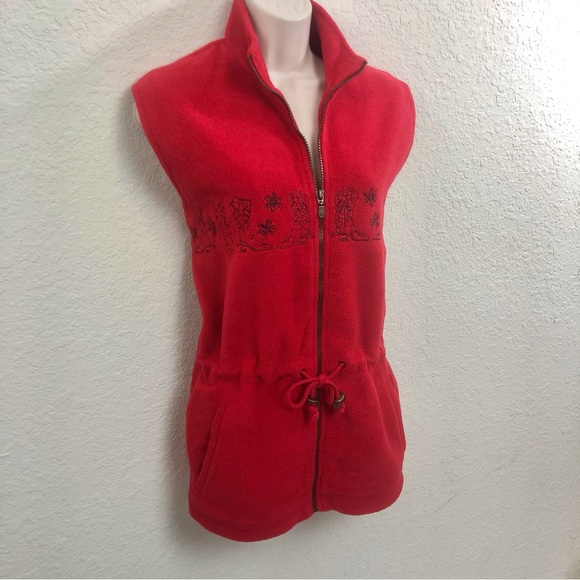 Line Two red fleece zip front western style vest - Picture 7 of 16